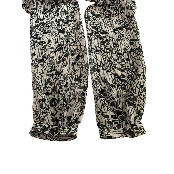 George ME Ladies Black Soot Floral Print Mesh Blouse Size Large 12/14 - Picture 8 of 10